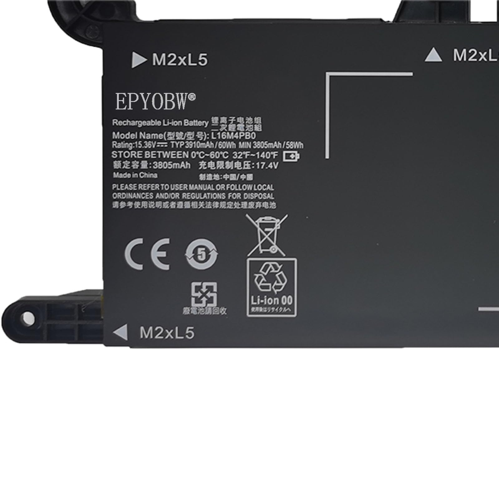 Amazon.com: EPYOBW L16M4PB0 Laptop Battery 60Wh 3910mAh 15.36V